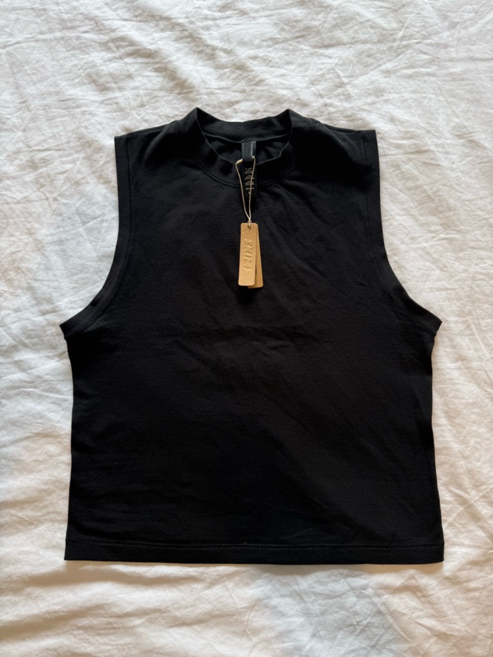 SKIMS Cotton Jersey Black Mock Neck Tank Top